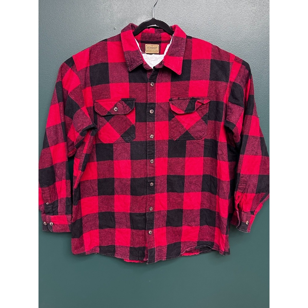 C.J. Schimdt Workwear Flannel Red/Black Checkered Pattern Shirt Size 2XT